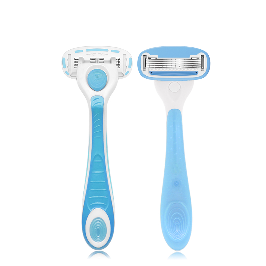 Lady Body Care Pink or Blue Color System Razors for Women 5 Blades Face Shaving Product