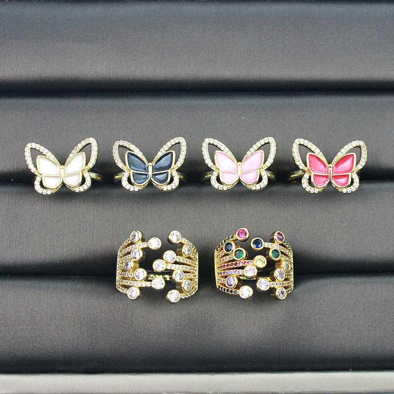 CH-LHR0063 New cheap wholesale enamel ring,gold plated color cz adjustable ring,wholesale new jewelry