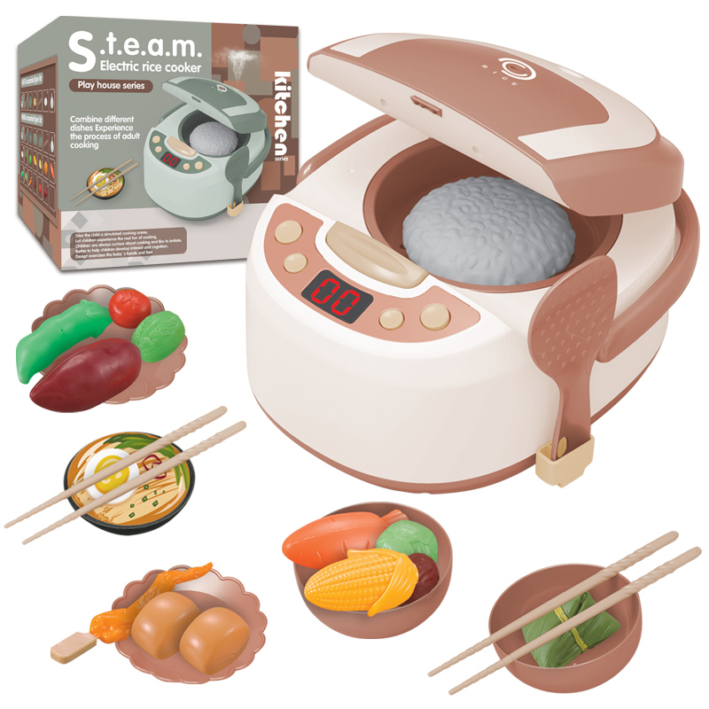 High Quality Kitchen Pretend Play Cooking Mini Electric Acousto-Optic Steam Spray Rice Cooker Children Home Appliances Toys