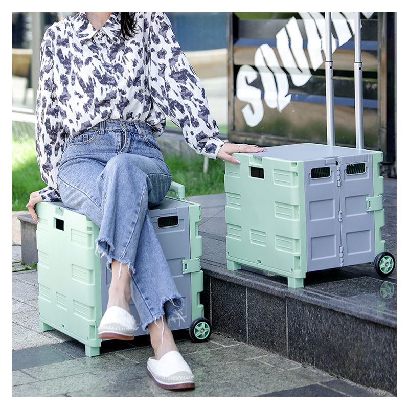 XingYou high capacity foldable shopping cart with lid Silent pulley with brake plastic shopping cart