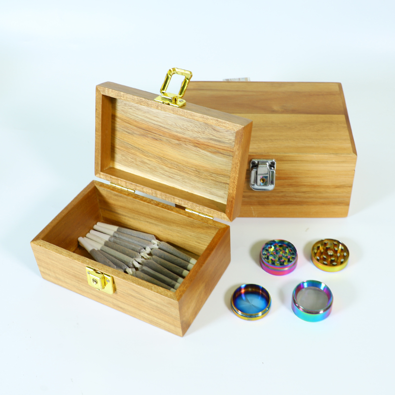 UKETA Popular Manufacture Smell Proof Wood Stash Storage Locking Bamboo Weed Box