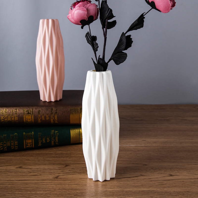 Factory Wholesale Nordic Style Simulation Glaze Dry Wet Flower Plastic Flower Vase For Wedding Home Hotel Office Decoration
