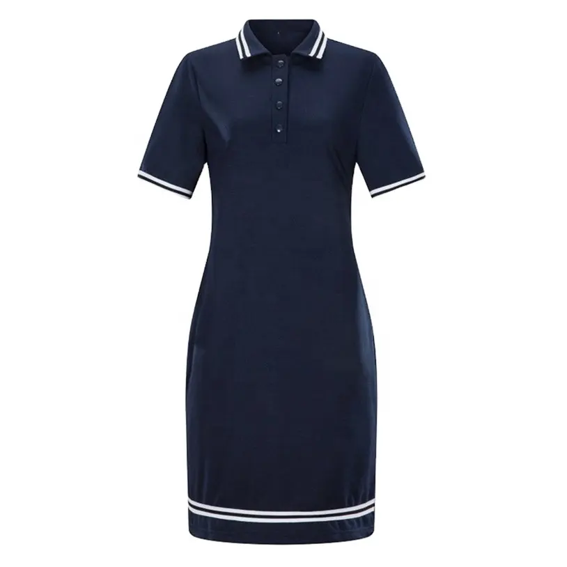 Wholesale Cotton Pique Polo Dress Women Plus Size Short Sleeve Polo Midi Pencil Dress Summer Women Elegant Polo Shirt Dress