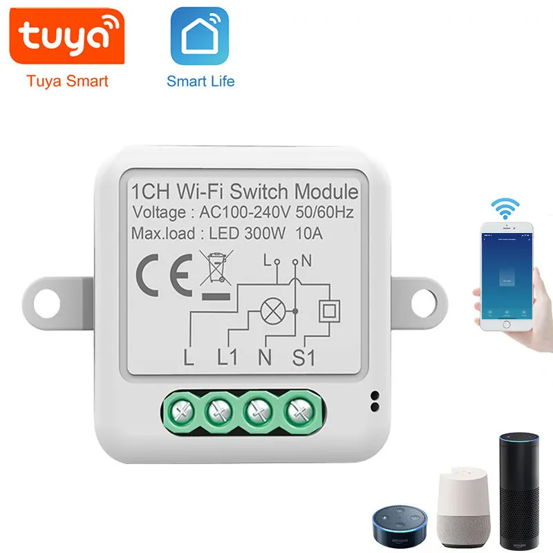 Tuya WiFi smart switch module electrical switch circuit breaker mobile phone APP control 1/2/3/4Gang lighting switch breaker