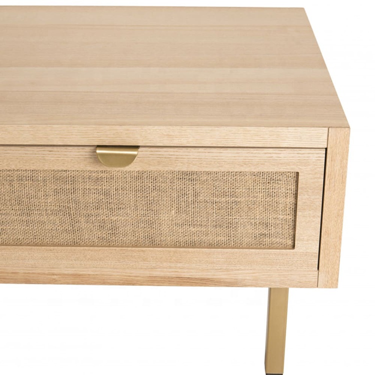 Manufacture Table Basses modernes Rattan Designer Living Room Furniture Rectangle Storage Drawer Wood Rattan Coffee Table