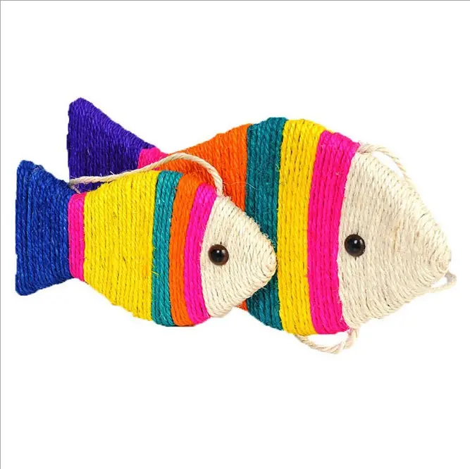 sisal fish cat scratcher bite chew pet products wholesale in stock 2020 new design cat toy