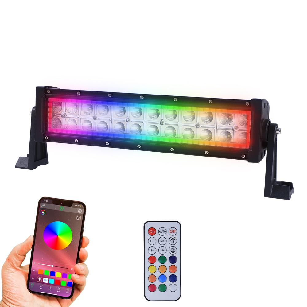 OEM ODM 13.5"22"32"42"50 Inch RGB Multi Color Change Music APP bluetooths Control rgb light bar For Boat Car Truck 4x4 SUV ATV