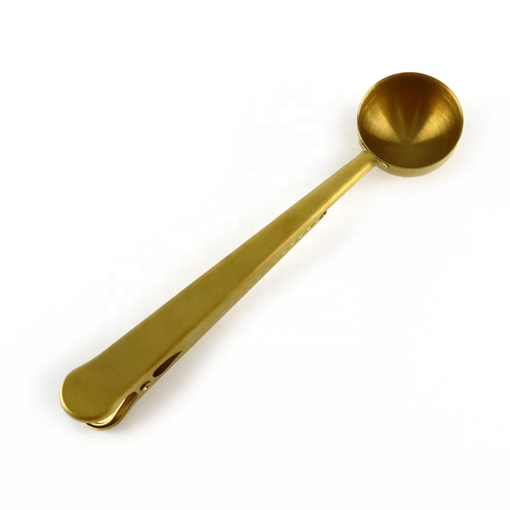 gold multifunction metal coffee food sealing spoon scoops bag sealer clip