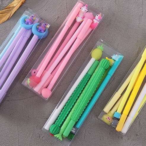 Back To School 6 Мягкий силиконовый чехол с рисунком из мультфильма с резиновой головкой канцелярские милые ручка для мальчиков и для девочек в стиле Каваий; Пояс с ПВХ упаковка коробки набор гелевых ручек
