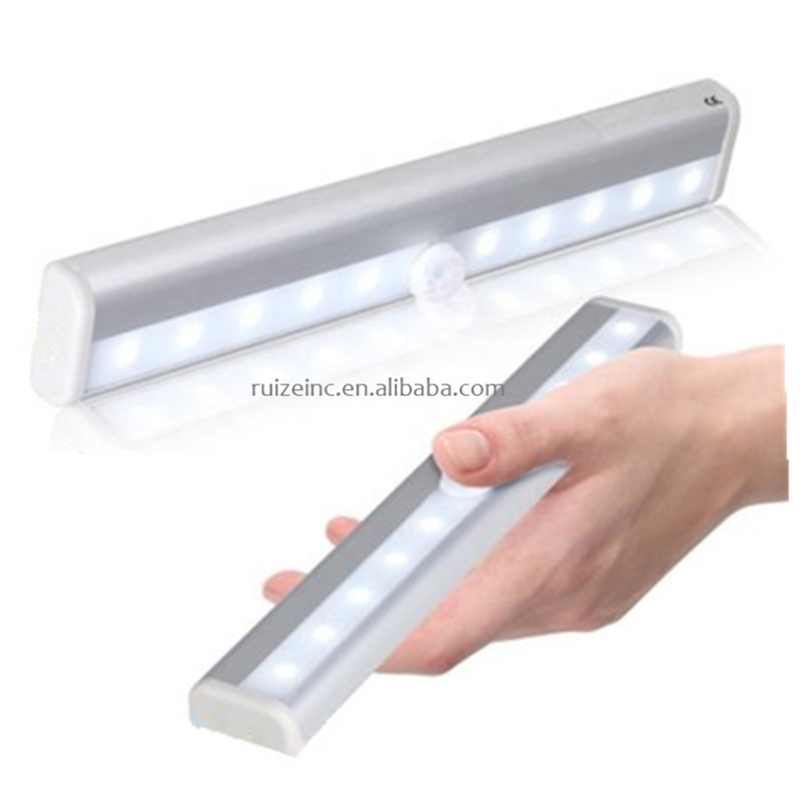 PIR Under Cabinet Light USB Rechargeable Motion Sensor Closet Lights Wireless Magnetic Stick-on Cordless 10 LED Night Light Bar