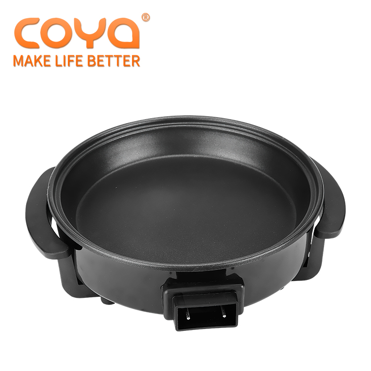 Street price 20 inch 40cm electric pizza pan deep fry pan with glass lid