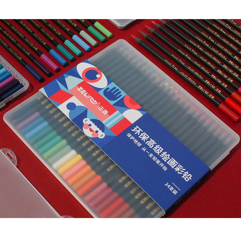 wood free 24 color professional artist art set colored pencils for kids students soft core