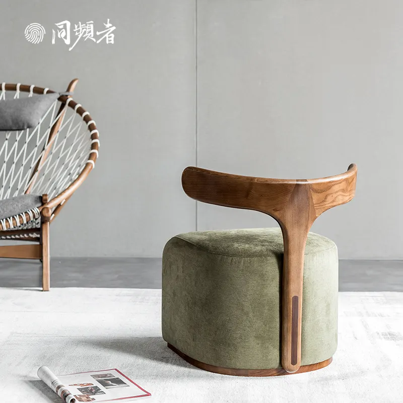 TPZ033 modern design living room single sofa chair solid wood back on cloth art leisure chair change shoe stool