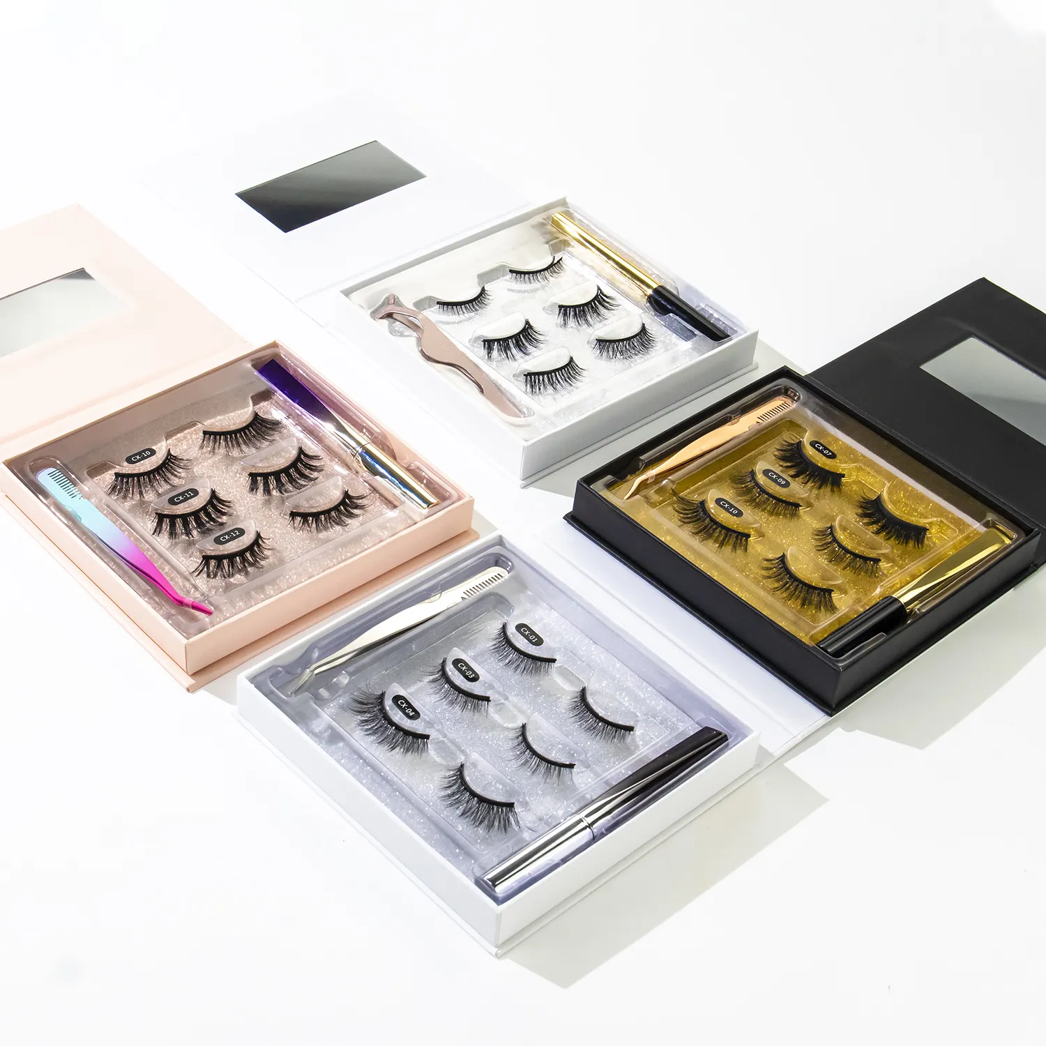 3D Magnetic Eyelashes 5 magnets Mink or Synthetic Magnetic Lashes With Eyeliner Kit Private Label Packaging