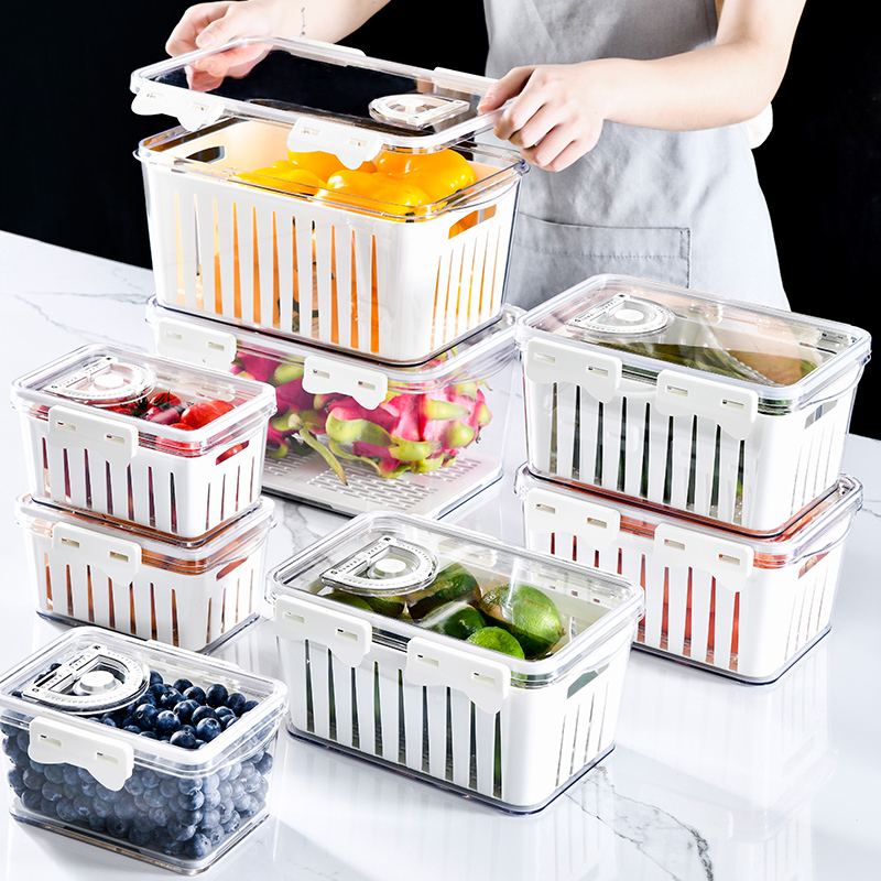 Wholesale Reusable Refrigerator Fridge Organizer Bins Save Space Kitchen Plastic Food Storage Box Boxes Container Set With Lids