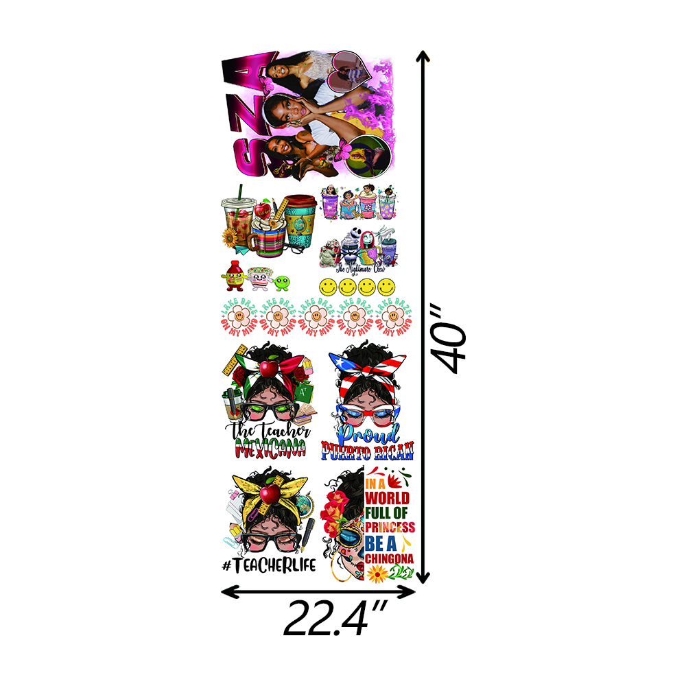 Yunshang Wholesale Transfer Custom 22.4x40 inch DTF heat Transfer gang sheet DTF Sticker for Men Women T-shirt Vinyl Sticker