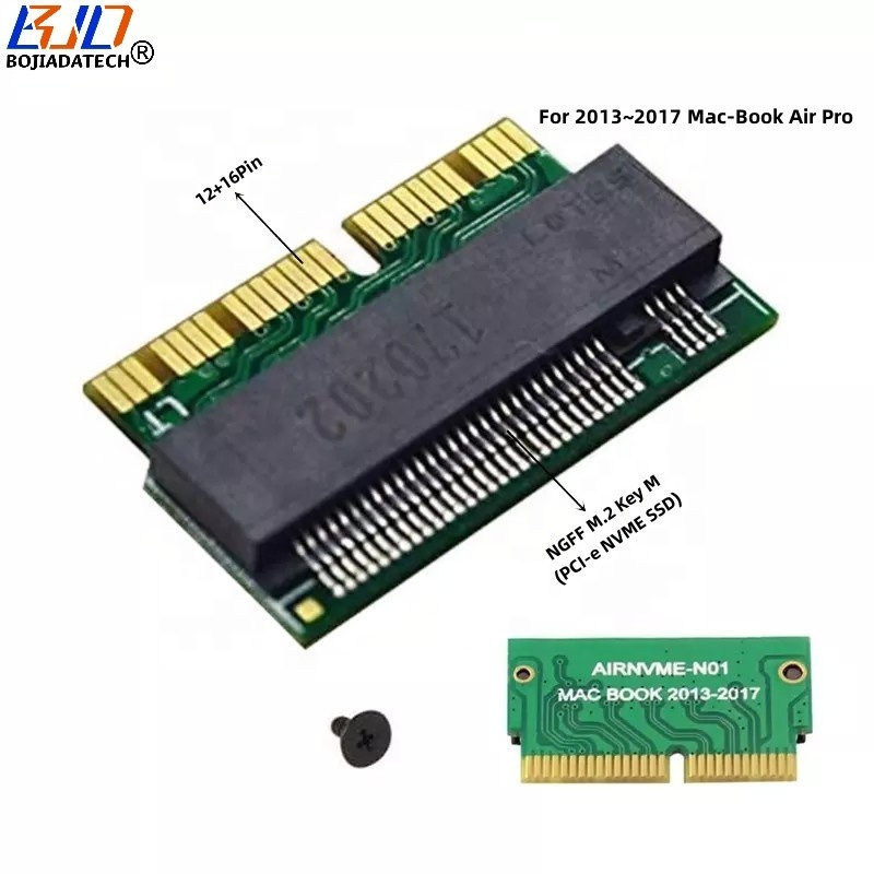 Адаптер преобразователя 12 + 16Pin NGFF M.2 PCI-E NVMe AHCI SSD для 2013 ~ 2017 Macbooks Air Pro A1465 A1466 A1502 A1398