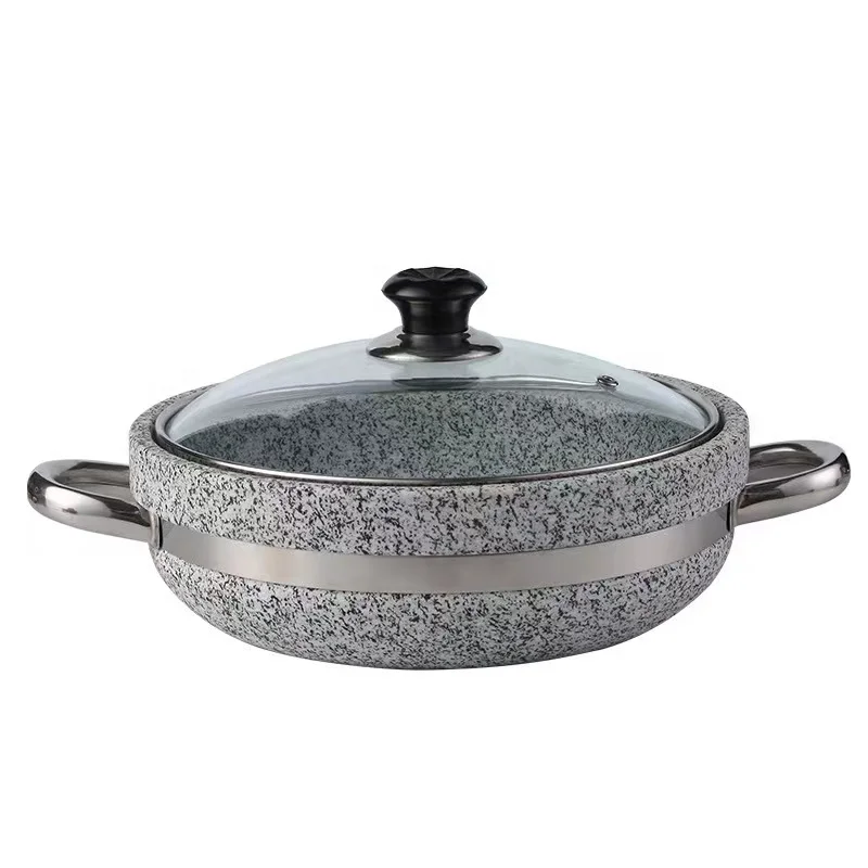 Big Size Direct Heating Granite Soup Pot Moor stone Sizzling Hot Pot Cooking Wok Baking Rice Cooking Food Serving Stone Pot