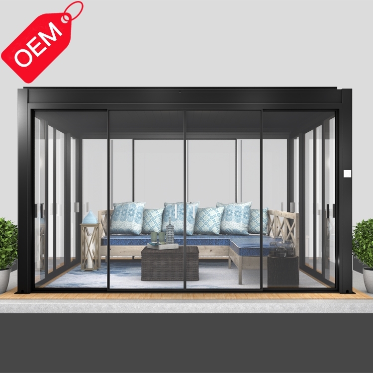 Modern Outdoor Aluminium Pergola Motorized the free standing sun room kit sun room glass house outdoor prefab