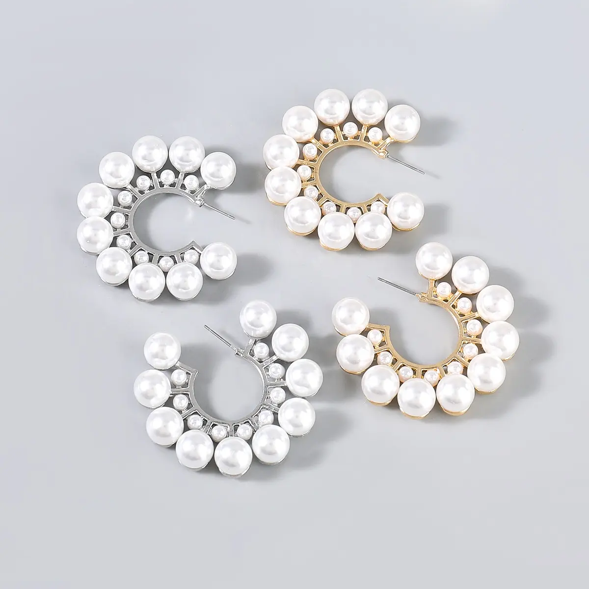 Fashion C Shape Pearl Earrings for Women Party Jewelry Wholesale