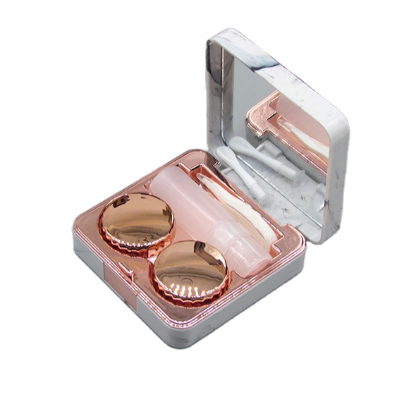 free sample oem odm gorgeous square marbling exquisite top grade partner convenient containers for contact lens case