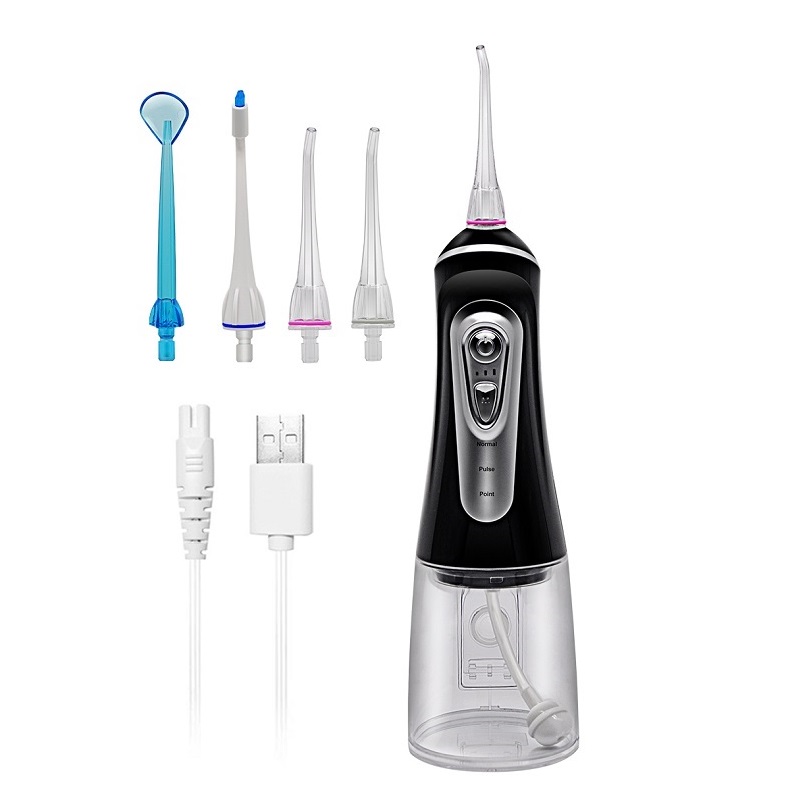 Black Water Jet Electric Water Flosser Cordless Dental Oral Irrigator Portable 320Ml
