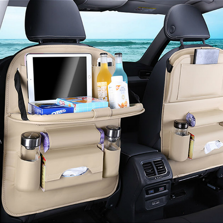 Car Back Seat Pocket Auto PU leather Backseat Organizer with tray