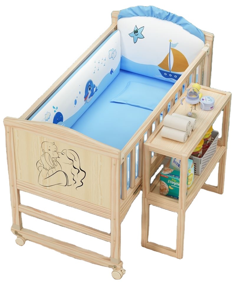 High Quality Baby Cribs Portable Foldable Baby Cot Crib Bed Bassinet Carry Cot for Babies Modern Wooden Crib Bedroom Funiture