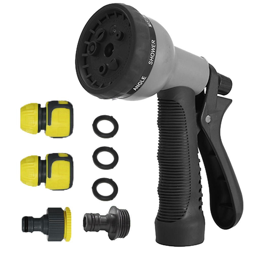Hot Sale 8 Function Garden Hose Spray Gun Plastic Adjustable Portable Garden Hose Nozzle Water Gun Set