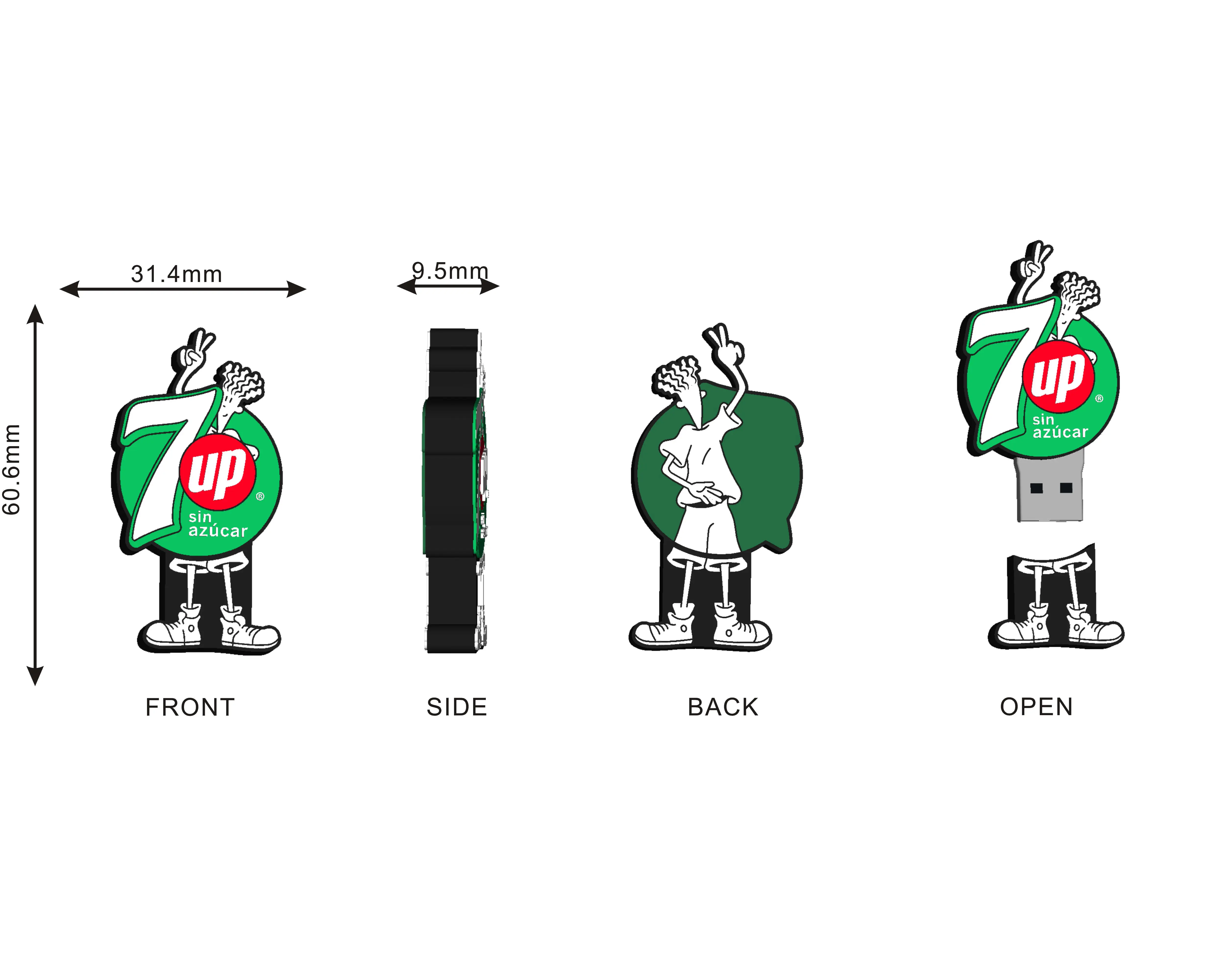 Usb-флеш-накопитель из ПВХ и резины с индивидуальным логотипом Oem