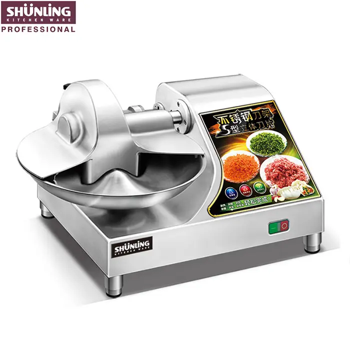 SL-400 aluminium alloy body 5L small bowl cutter garlic pepper chopping machine commercial meat sausage bowl cutter