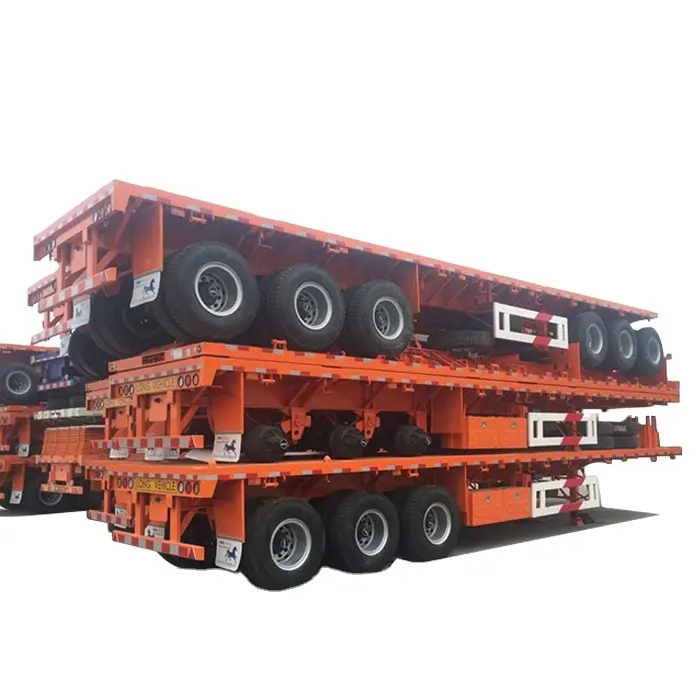 30-80 Tons 2 3 4 axles Flatbed 20ft 40ft 45ft Container Semi truck trailer or Flatbed Cargo Semi truck trailer