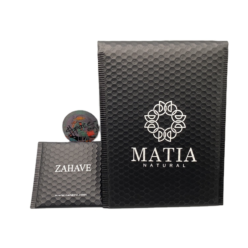 Custom LOGO Printed Black Matte Padded Shipping Mailer compostable Small Big Medium Envelop packaging Bubble Mailer Bag