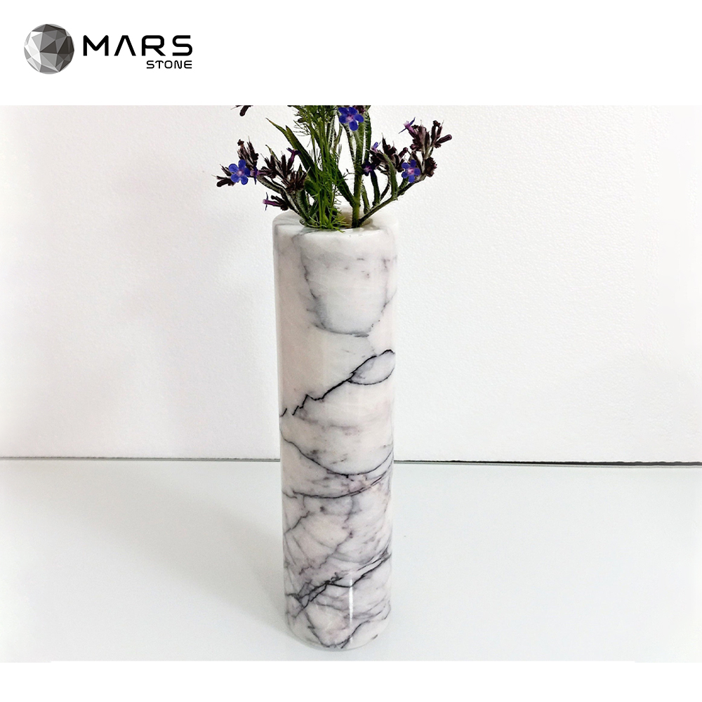 Modern Marble Stone Home Decorative Flower Vas Carrara White Marble Stone Vase Black Vase For Hotel
