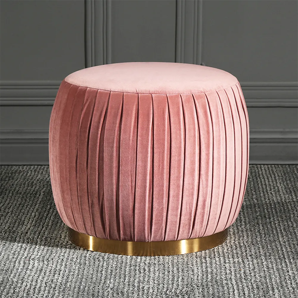 New Design soft stool pouf velluto stools ottomans pink round ottoman pouf stool sofa