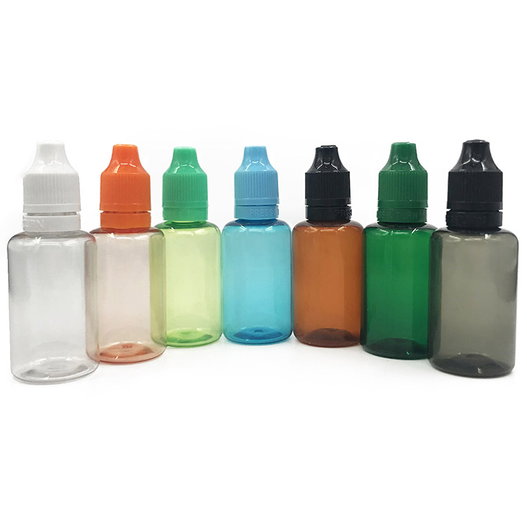 Красочные 30 мл ПЭТ пластиковые капельницы масла e-liquid бутылка с нравом очевидной детской винтовой крышкой
