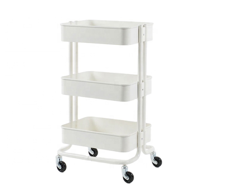 Global Hot Sale Metal Bedroom Livingroom Diningroom Storage Trolley with Three Tier From Tianjin