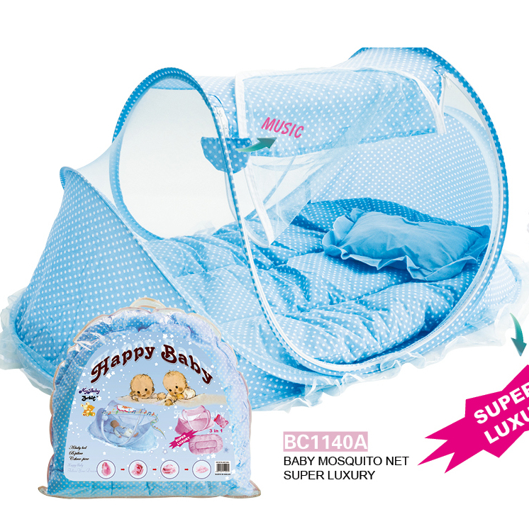 BC1140A cheap price folded mosquito net for baby blue pink dot