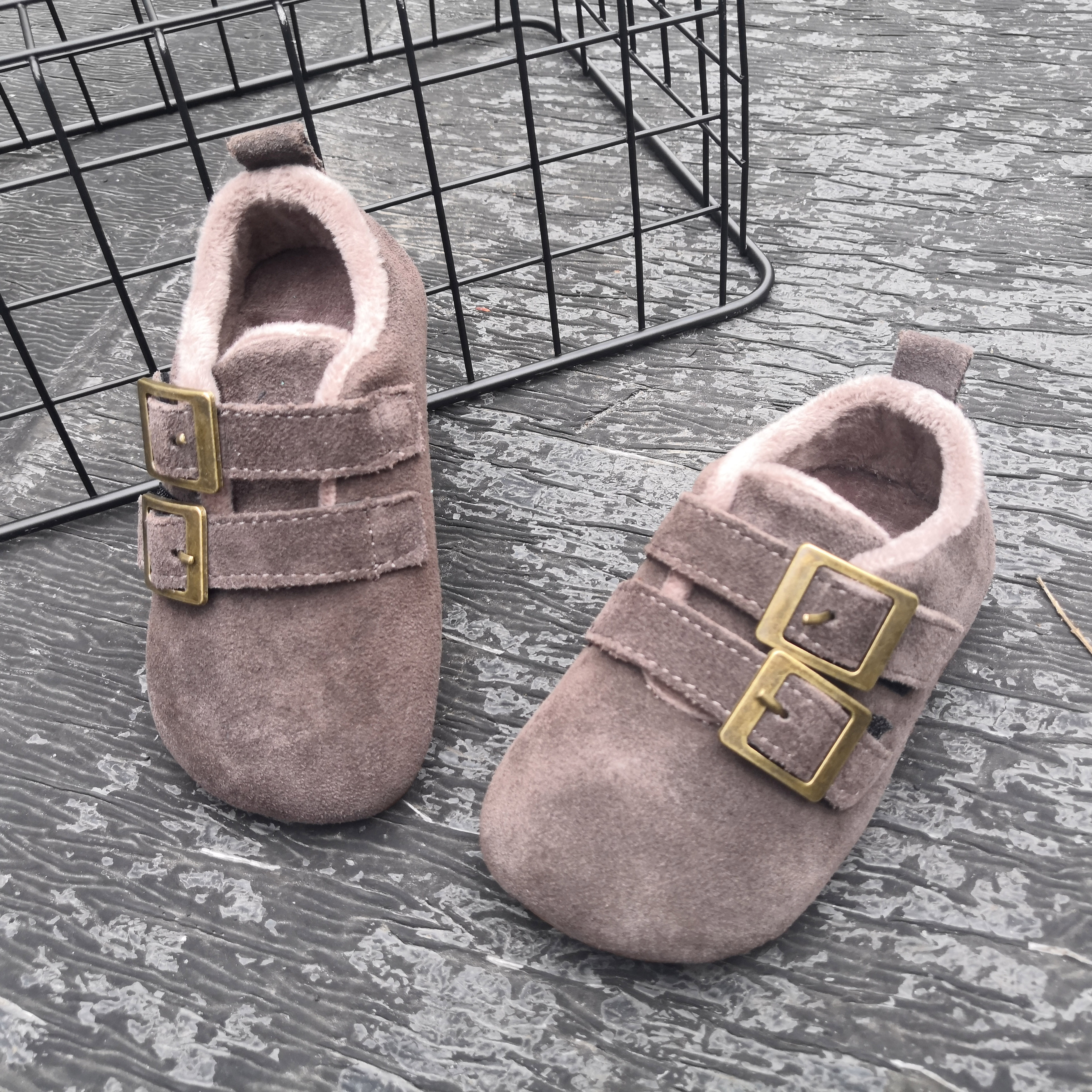 High quality cotton leather design buckle kids shoes winter children snow boots for girls
