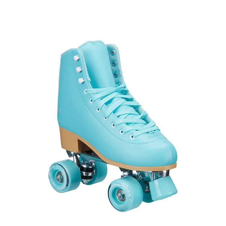 New adult double-line skate shoes sea blue four-wheeled skates and boots slip surface material