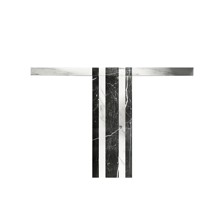 Luxury Furniture Corner Living Room Hallway Mirrored Black White Stripes Console Table Modern