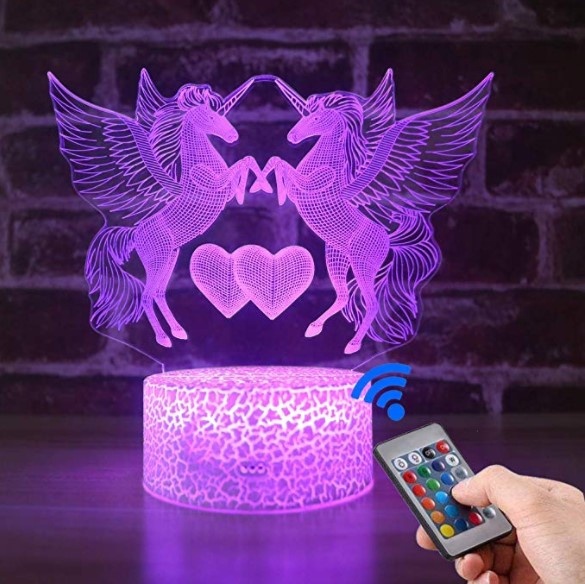 Белая трещина батарея база 7 видов цветов 3D LED свет оптическая иллюзия Лампа Единорог