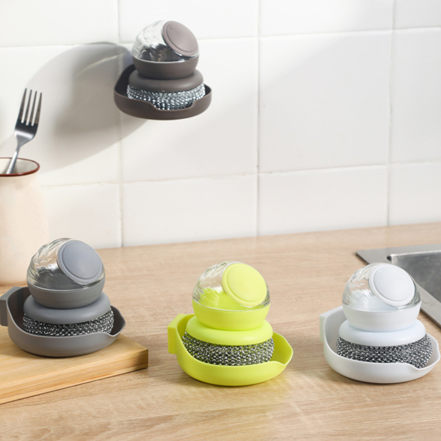 Household Kitchen Wash Pot brush Suspension Type Automatic Liquid Decontamination cleaning brush Plus Detergent brush Wholesale
