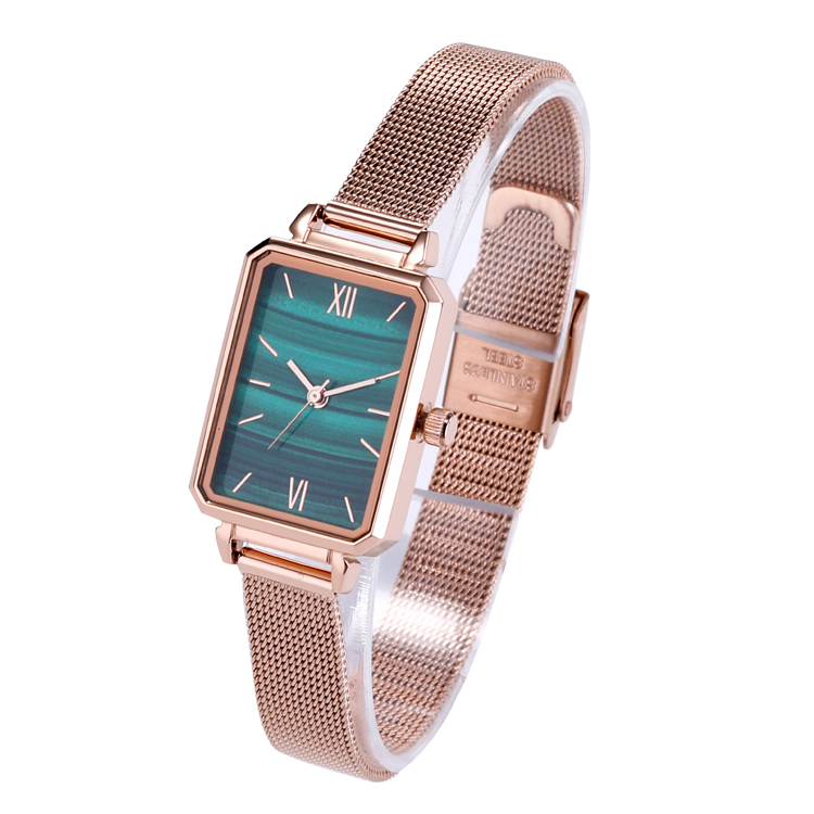 2021 Hot sale Jade Green Dial Ladies Stainless Steel Back Square Quartz Watches Luxury Gifts For Women