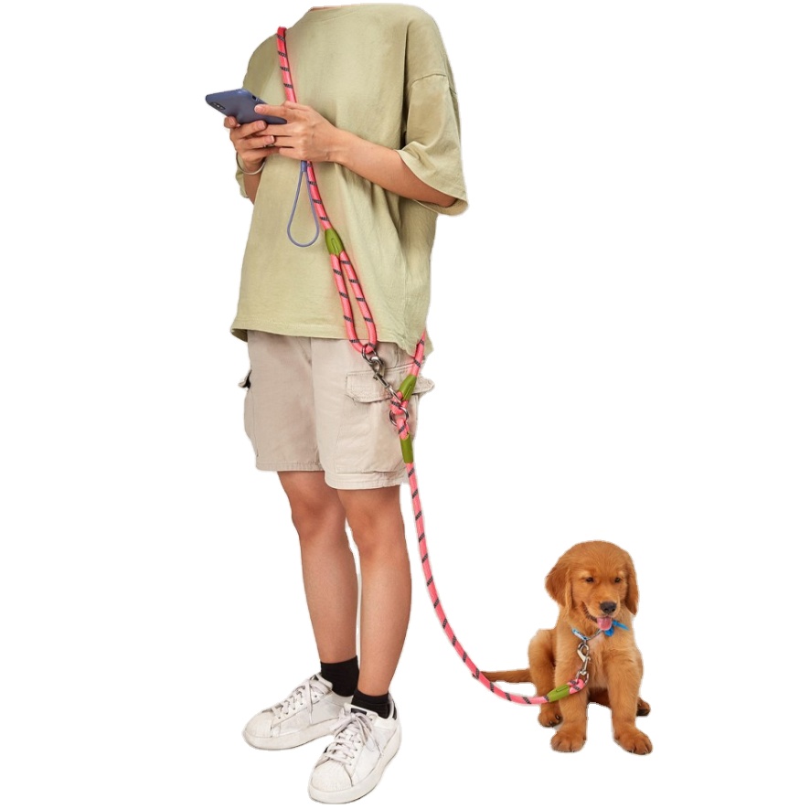 New Design Diagonal Rope Traction Reflective Liberation Hands Big Dogs Nylon Leash Wholesale