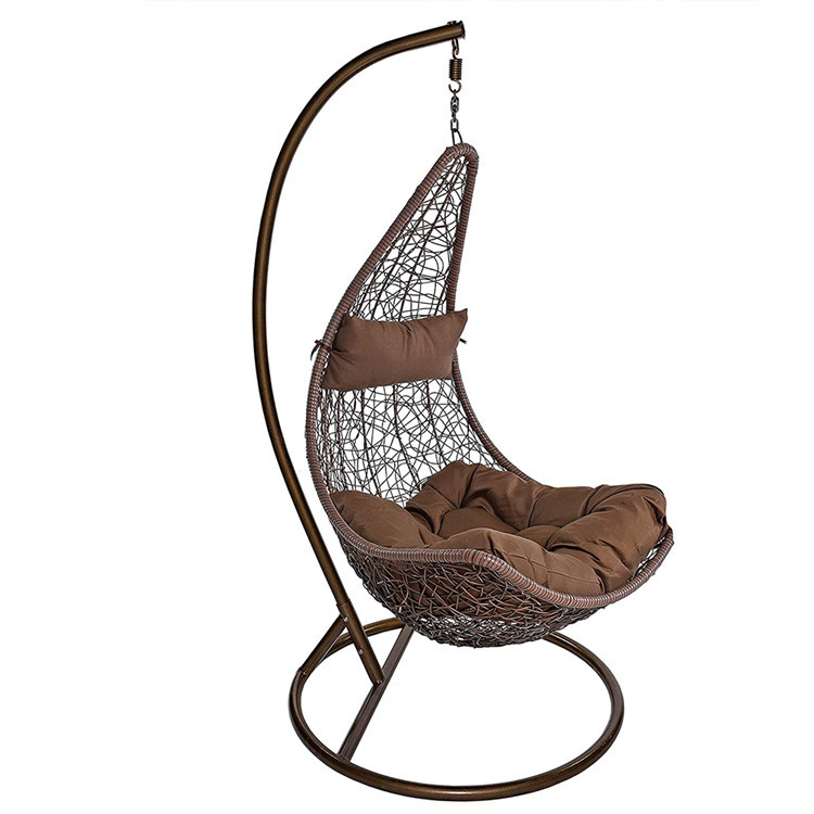 Home Balcony Garden Metal Hanging PE Swing Chair Custom Rattan Outdoor Indoor Patio Swings Egg Swing Chair With Stand