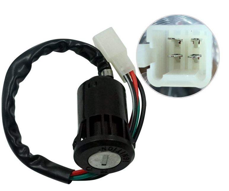 Motorcycle Wire Steering Lock Set & Ignition Switch Key for CG125 CG150 ZJ125 JH70 ATV Electric Bike Scooter