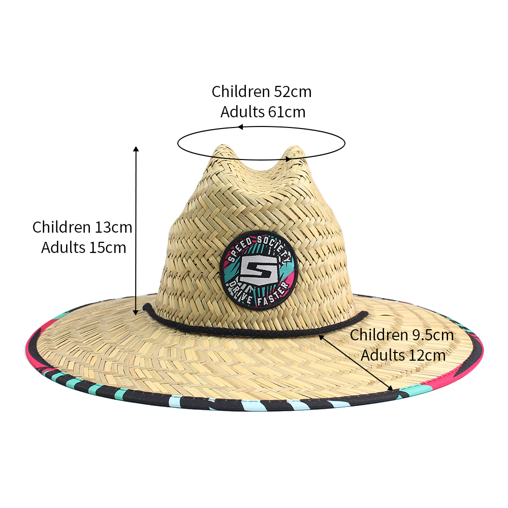 Wholesale Summer Lifeguard Straw Hat Under Fishing Custom Printing America Sombrero Beach Hat Surf Lifeguard With logo Straw Hat