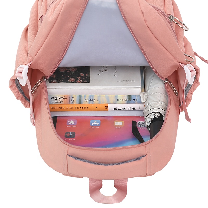 HAIBOWY Unisex Student Backpack Wash-Resistant Polyester Cotton Fabric Durable For Everyday Use