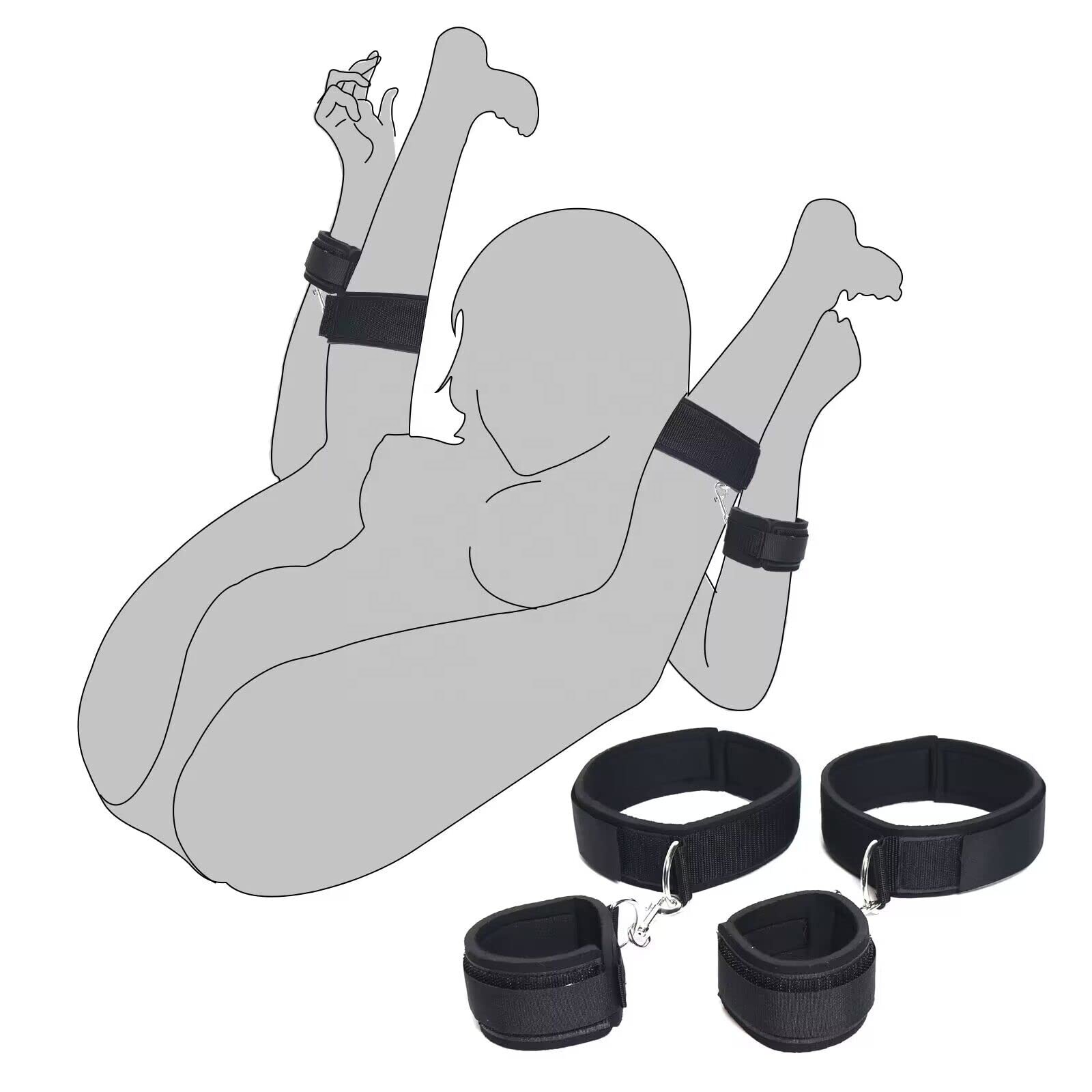 Netphi Sex Bondage Wrist Thigh Cuffs Sex Toys for Women with Adjustable Leg Straps Handcuffs for Couple Beginner SM Game Play